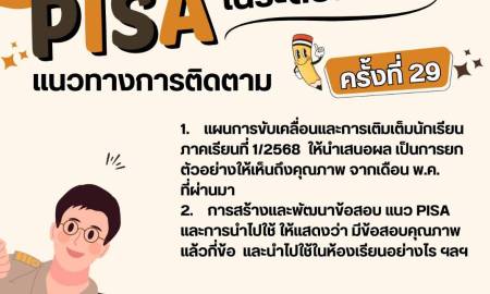 ประชุมติดตาม การขับเคลื่อนเพื่อยกระดับคุณภาพการศึกษาสู่มาตรฐานสากลตามแนวทางการประเมิน PISA ครั้งที่ 29