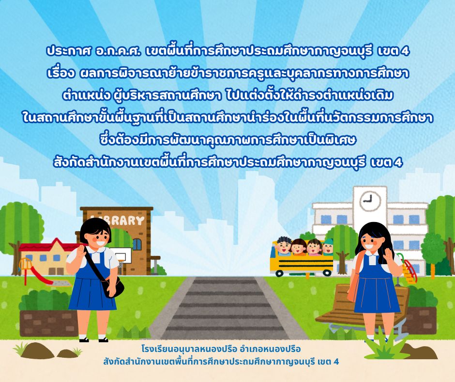 ประกาศผลย้าย ผอ.รร.อนุบาลหนองปรือ