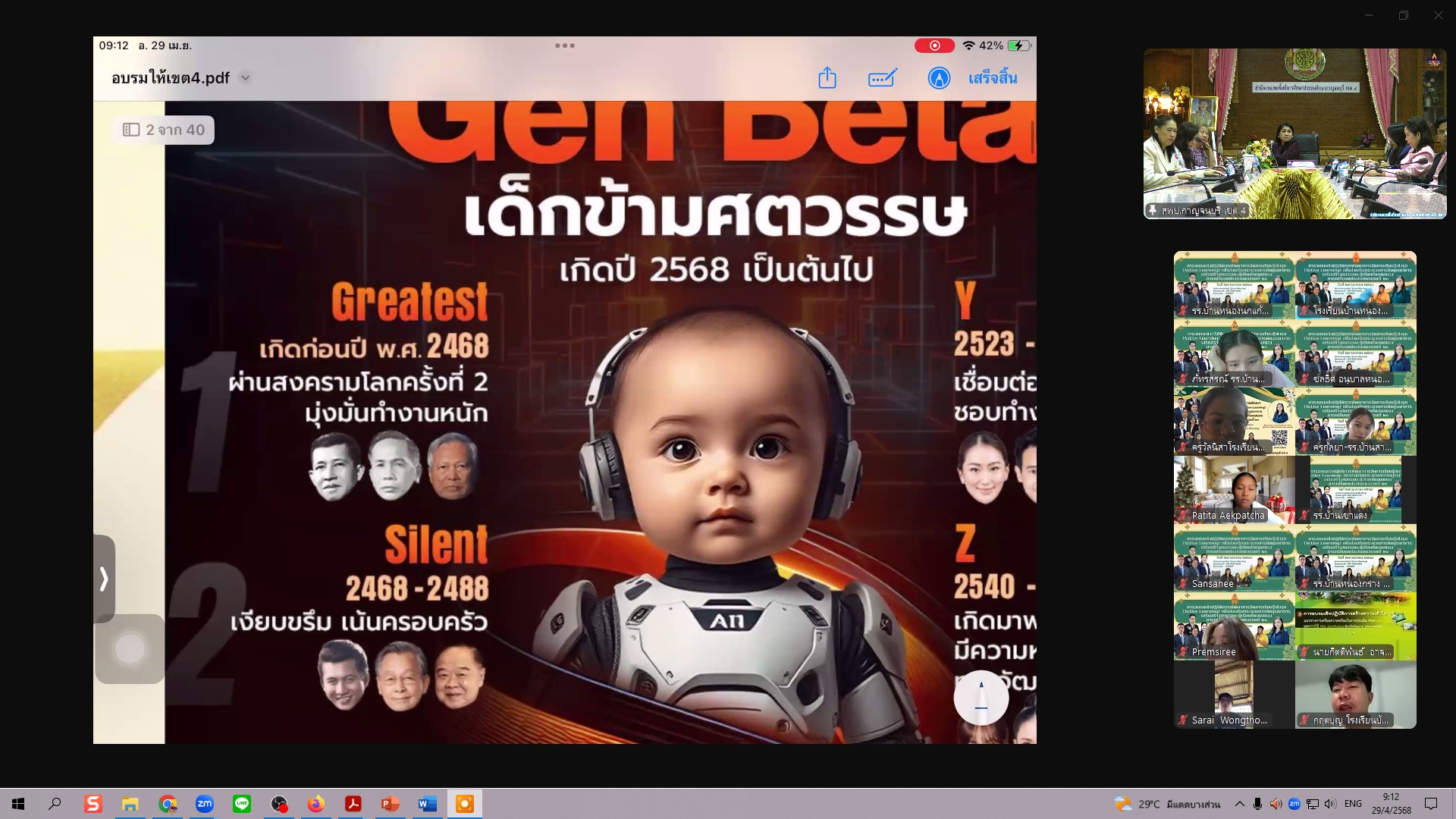 การอบรมเชิงปฏิบัติการพัฒนาการจัดการเรียนรู้เชิงรุก 29.4.68.4